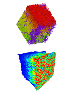 Simulated heat transfer through a section of foam scanned using XMT